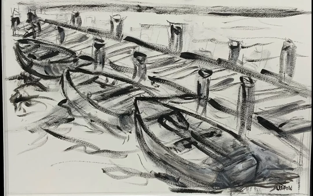 Black & White Boats at Pier