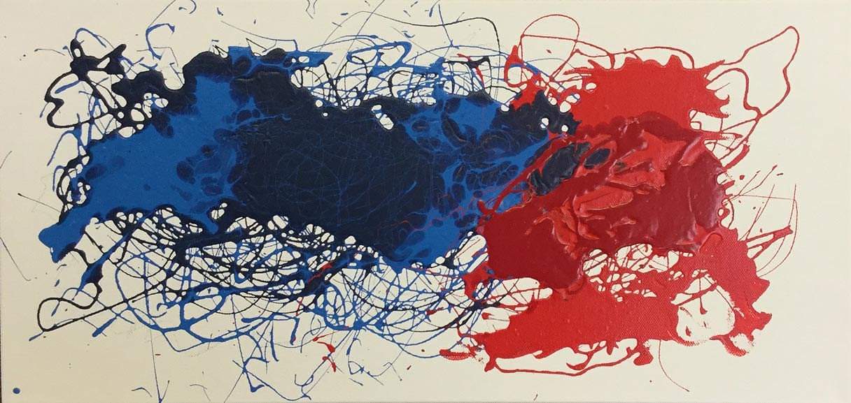 Red & Blue Abstract 10 X 24